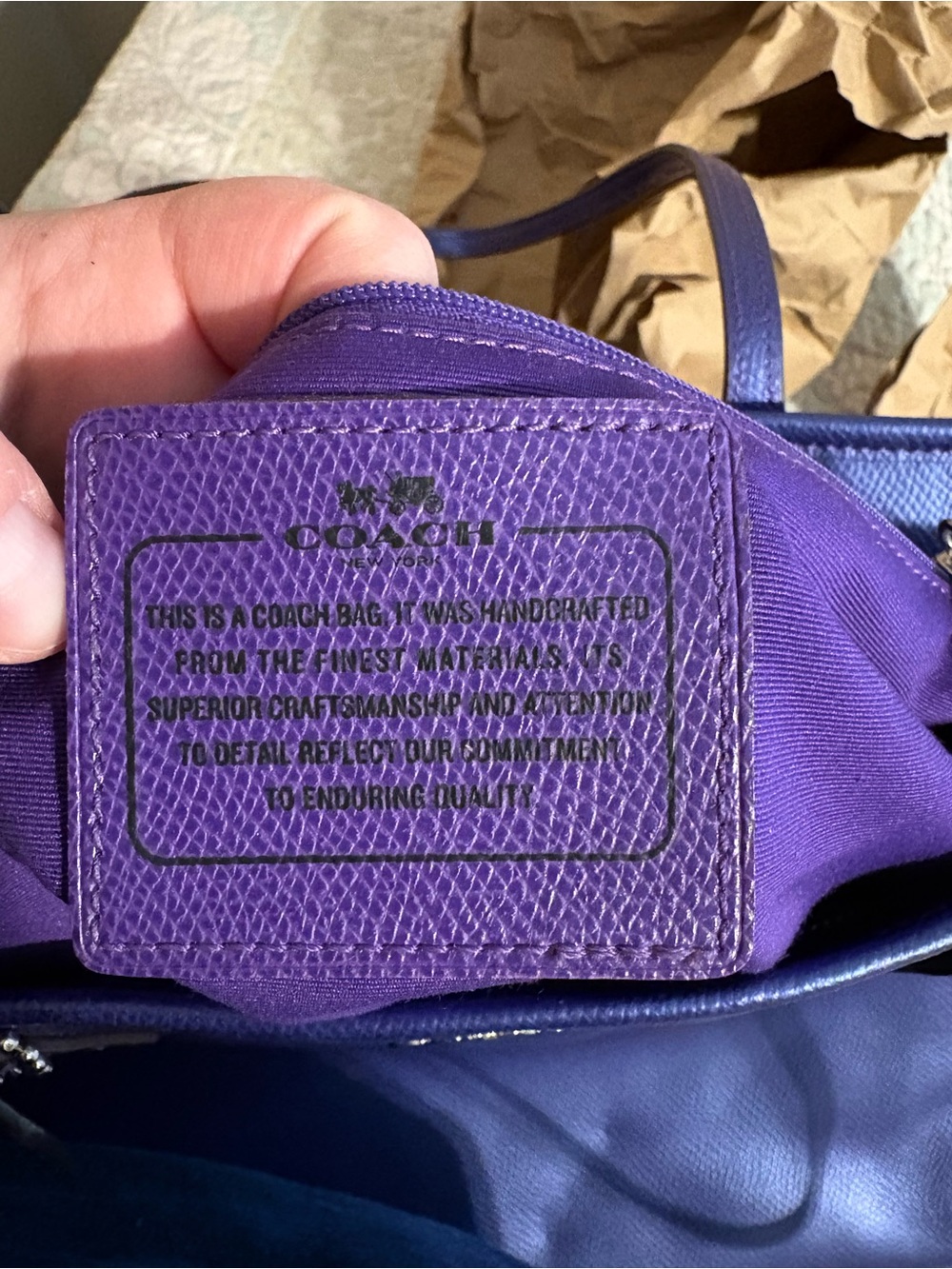 Coach Leather City Zip Tote in Metallic Purple - Picture 9 of 12